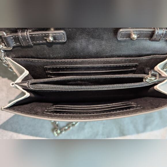 Marc Jacobs Empire City Leather Wallet Crossbody Gray Beige Bag - Picture 7 of 14